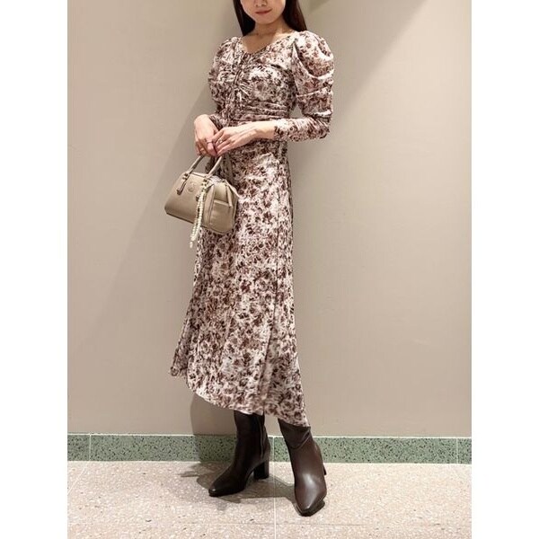 SNIDEL Sustainableオフショルギャザーワンピース NVY 0
