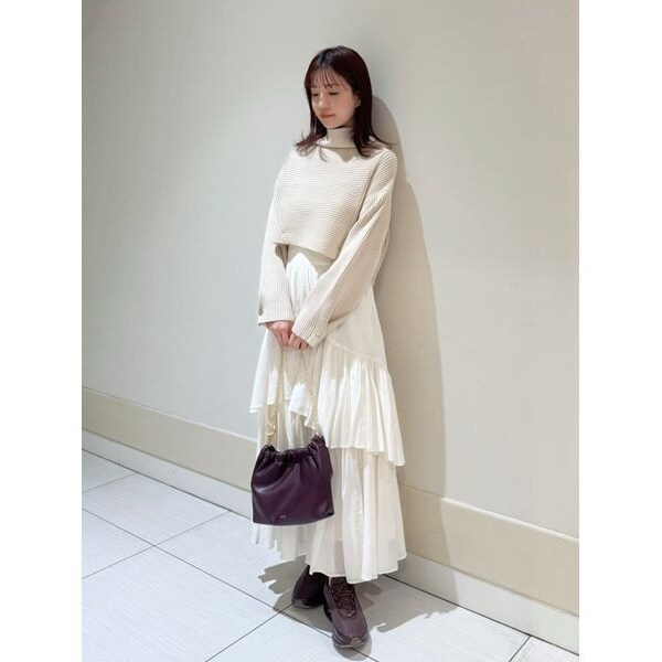 新作新品　スナイデル♡アシメニットコンビワンピース スナイデル SNIDEL アシメニットコンビワンピース （GRY