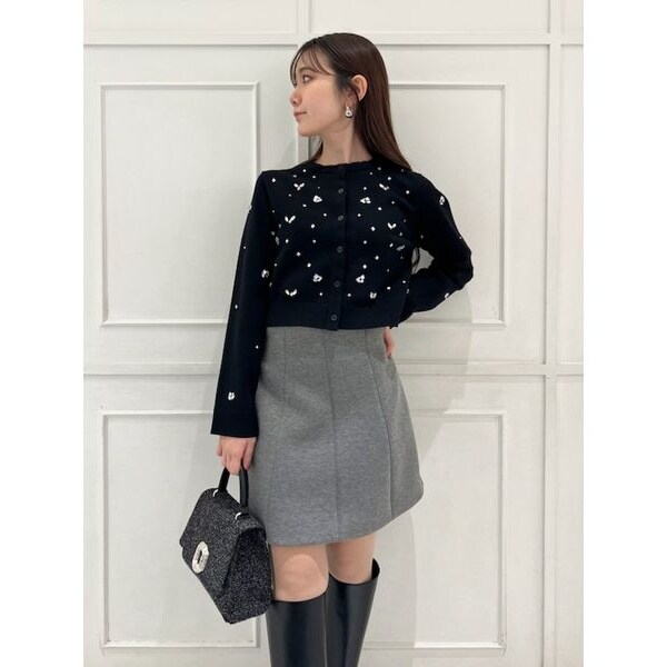 CELFORD セルフォード クロップドペプラムカーディガン BLK F セルフォード CELFORD クロップドペプラムカーディガン （BLK