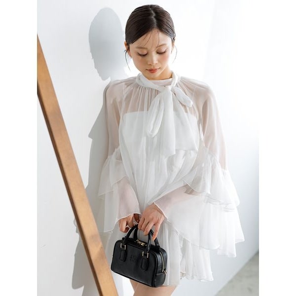 ランダ RANDA  シャギートップス＆サテンナロースカートセット （WHITE） シャギートップス＆サテンナロースカートセットRANDA公式サイト