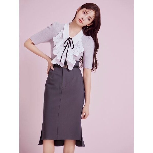 【新品タグ付き】snidel ベルテッドミドルレングスタイトスカート　グレー SNIDEL スカート ベルテッドミドルレングスタイトスカート