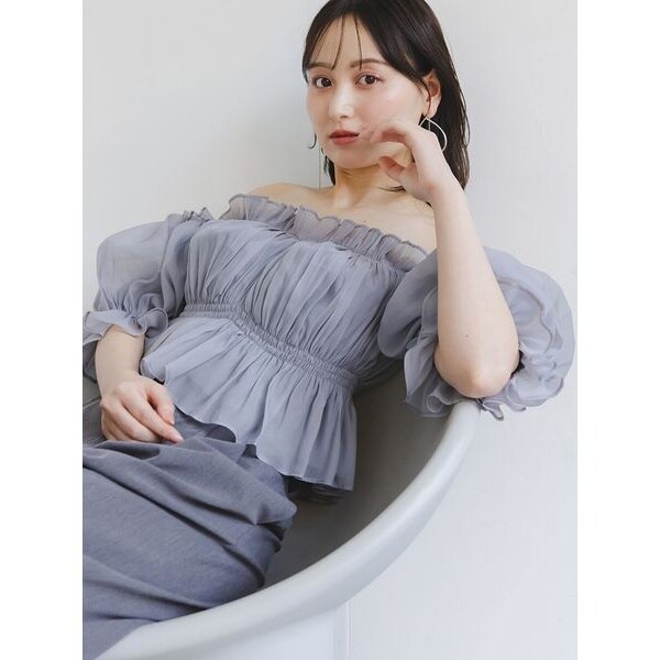 snidel ギャザーオフショルブラウス スナイデル ジャガードボリューム