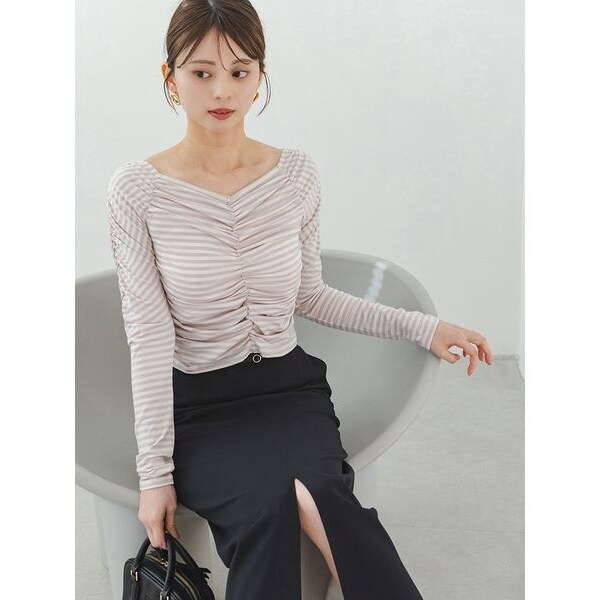 SNIDEL ギャザー オフショルダー トップス WEB限定カラーあり】ギャザーオフショルカットソー | スナイデル