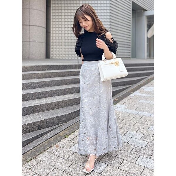 snidel カットワークセミフレアスカート SNIDEL｜カットワークセミフレアスカート | Rakuten Fashion