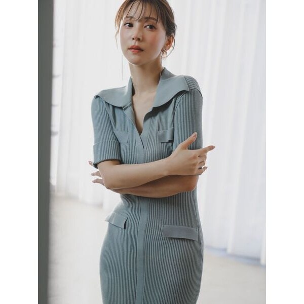 snidel スキッパーニットワンピース （NVY） スナイデル SNIDEL スキッパーニットワンピース （NVY