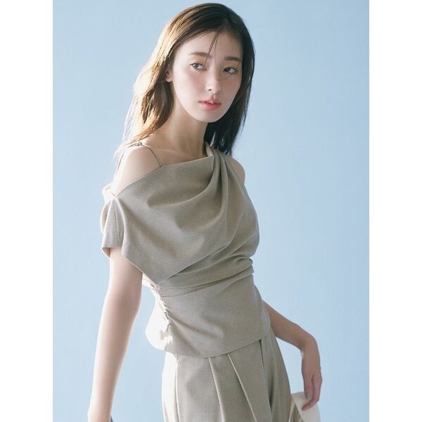 【新品】snidel Sustainableギャザーオフショルブラウス　NVY スナイデル SNIDEL Sustainableギャザーオフショルブラウス