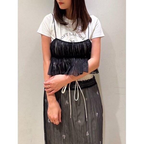 ＼SALE50%OFF+2点購入で10%OFFクーポン有／即日発送/SNIDEL スナイデル ビスチェレイヤードロゴTシャツ SWCT252125   25SS 2025春夏キャンセル返品不可 snidel （スナイデル）ビスチェレイヤードロゴT 25春夏