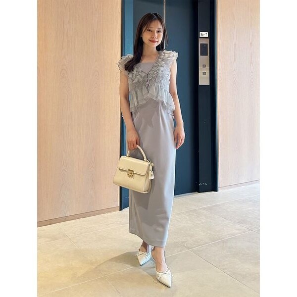 Sustainableペプラムチュールドレス SNIDEL ワンピース Sustainableペプラムチュールドレス