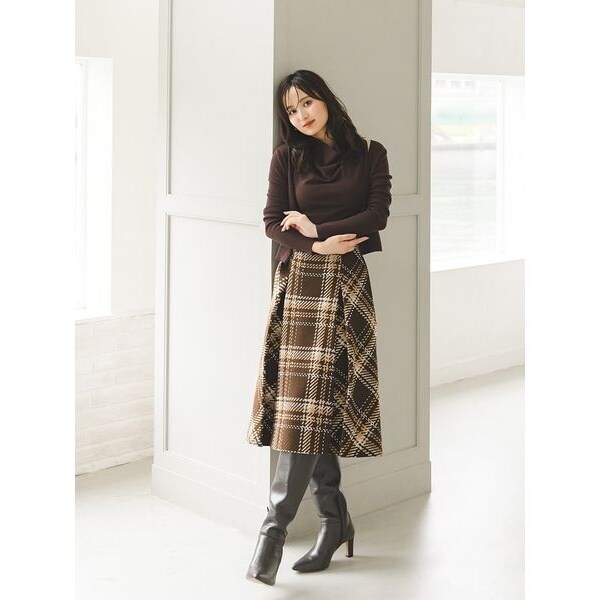 [�}���C]Sustainable���[�r���O�`�F�b�N�~�h���X�J�[�g/�X�i�C�f���iSNIDEL�j BRW