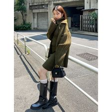 ステンカラーニットジャケットカーディガン