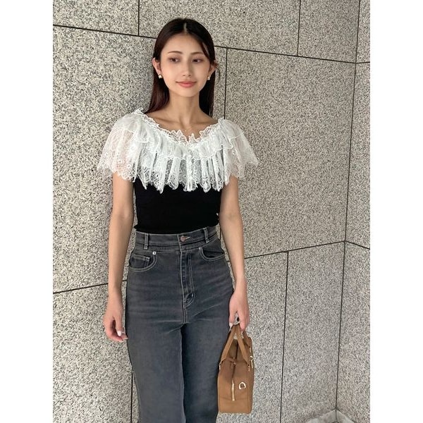 未開封♥️新作新品⭐️ SNIDEL スナイデル ラッフル刺繍ニットプルオーバー セール】ラッフル刺繍ニットプルオーバー（ニット/セーター