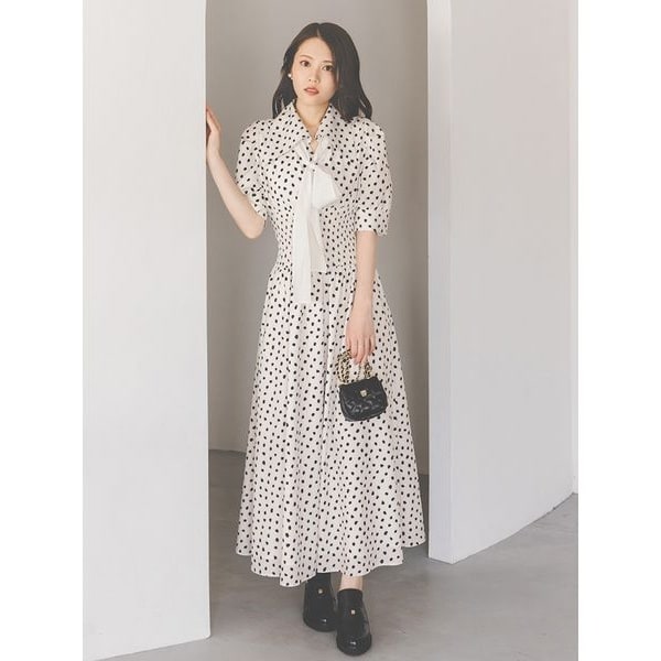 【9月11日に出品を停止します】スナイデル　ドットボウタイシャツワンピース SNIDEL ワンピース ドットボウタイシャツワンピース : ZOZOTOWN