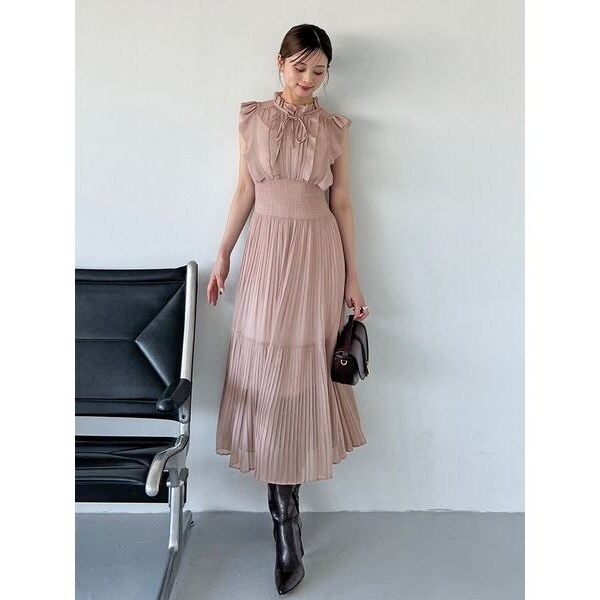 SNIDEL シアープリーツウエストワンピース スナイデル SNIDEL Sustainableシアープリーツウエストワンピース