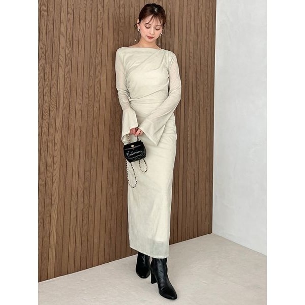 snidel スナイデル sustainable オフショルギャザーワンピース Sustainableオフショルギャザーワンピース(マキシ・ロング