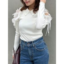 プリーツフリルニットプルオーバー