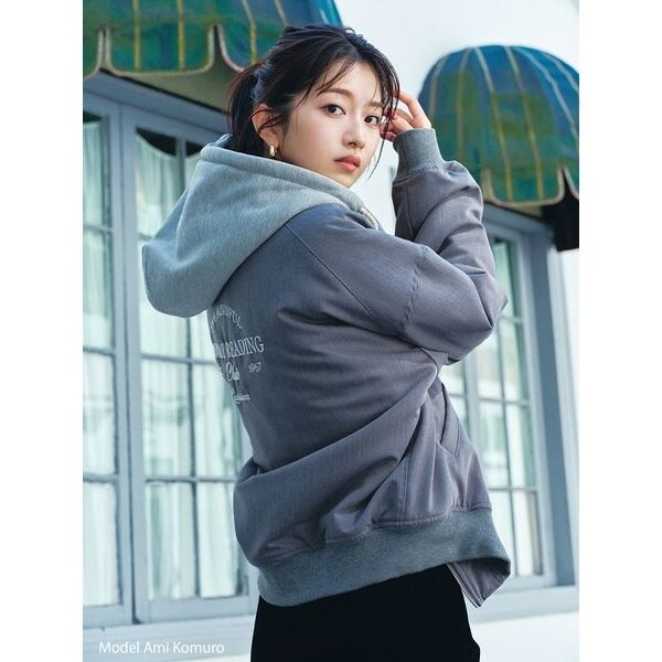 完売Ｍサイズ♥️ SNIDEL【NUTMEG】コラボフード付きMA-1✨ GRY NUTMEG】コラボフード付きMA-1(ブルゾン)｜アウター｜SNIDEL