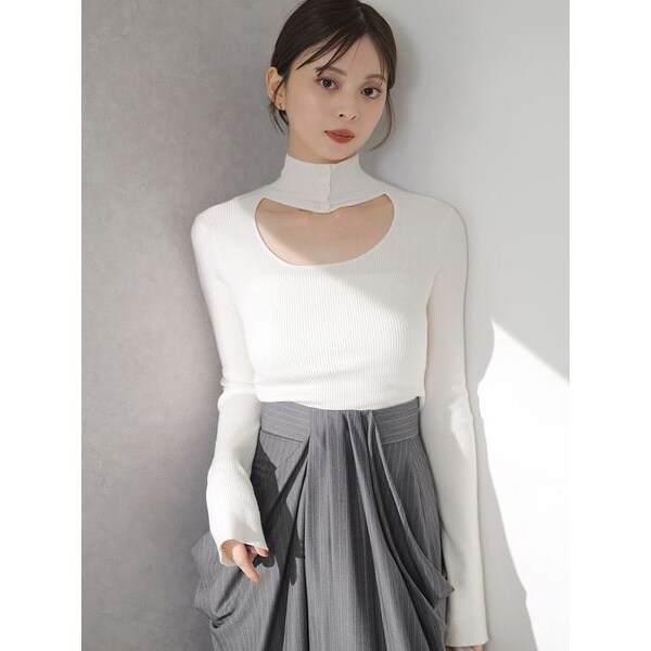 スクエアネックペプラムニットプルオーバー | スナイデル(SNIDEL