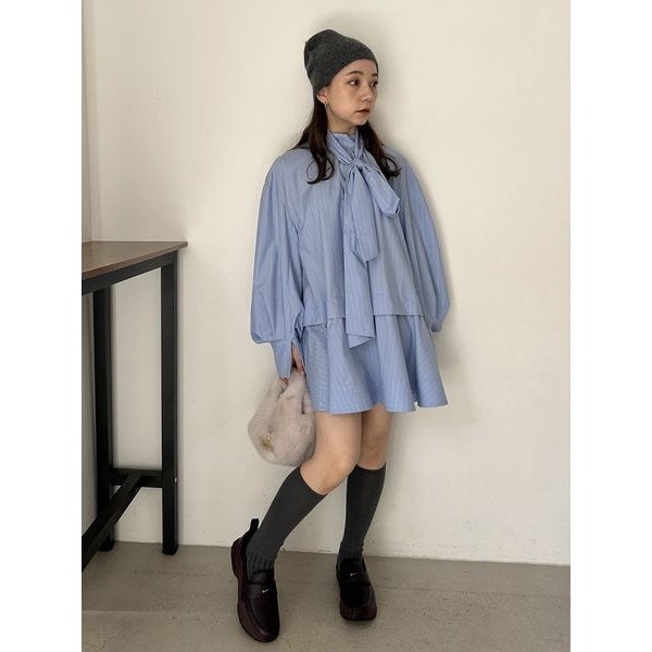 [�}���C]Sustainable�o���G�{�����[���`���j�b�N�u���E�X/�X�i�C�f���iSNIDEL�j STRIPE