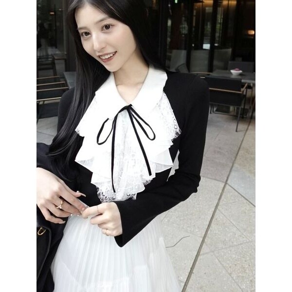 Sustainableレイヤードラッフルニットプルオーバー | スナイデル