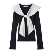 Sustainableスカーフブラウスドッキングプルオーバー