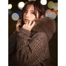 ファー付きツイードブルゾン