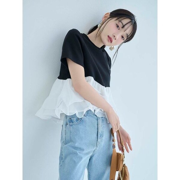 WEB限定カラーあり】ボリュームペプラムドッキングカットプルオーバー