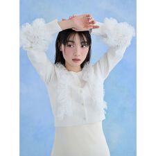 UVカットチュールドッキングニットカーディガン