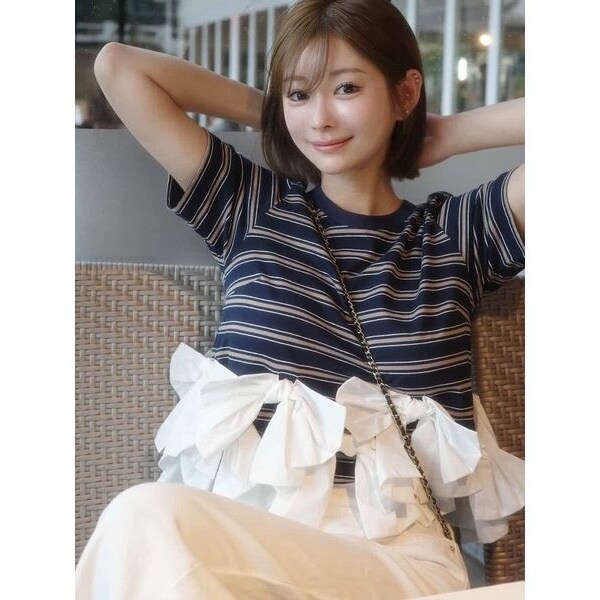 USAGI ONLINE／ZOZOTOWN限定】リボンドッキングTシャツ | スナイデル