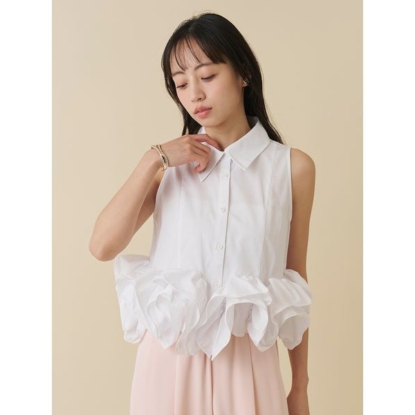 snidel♥ボリュームノースリブラウス 新色追加/WEB限定カラーあり】ノースリフリルブラウス(シャツ