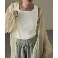 リブスクエアネックタンクトップ