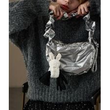 パール付きファーうさぎチャーム