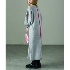 ファッションレター(Fashion Letter)のボリューム袖配色ニットワンピース