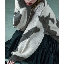 マーブル柄シャギーニット