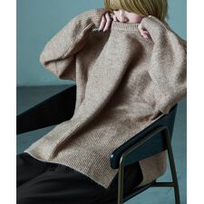 サイドスリットロングニットプルオーバー