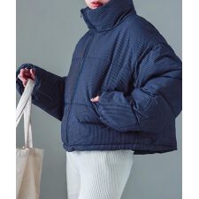 ストライプショート丈パフジャケット