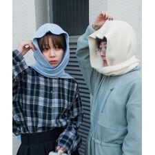 もちもちニットフード付きマフラー