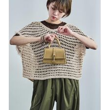 フリンジ袖透かし編み2wayベスト