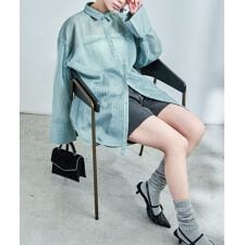 オーバーサイズシアーストライプシャツ