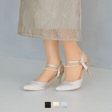 2WAYサテンパールストラップパンプス