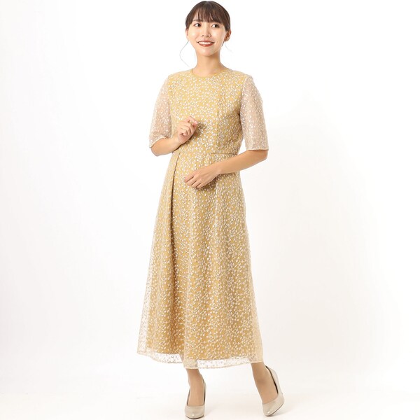 【値下げ】kaene スパンコール刺繍ドレス【1回のみ着用,美品】 kaene】スパンコール刺繍ドレス/ワンピース/結婚式/お呼ばれ