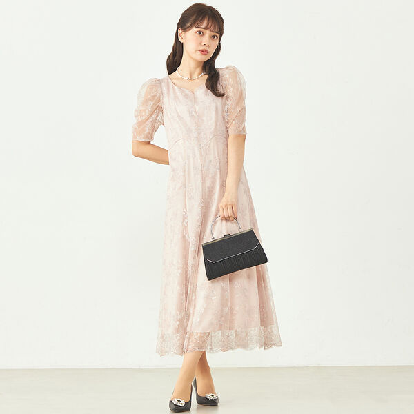 【JILL STUART】チュール刺しゅうフレアドレス