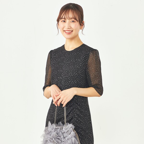 りぃちゃんkaene ラメドビースリットドレス　ブラック36 kaene ☆ ラメドビースリットドレス36 ブラック