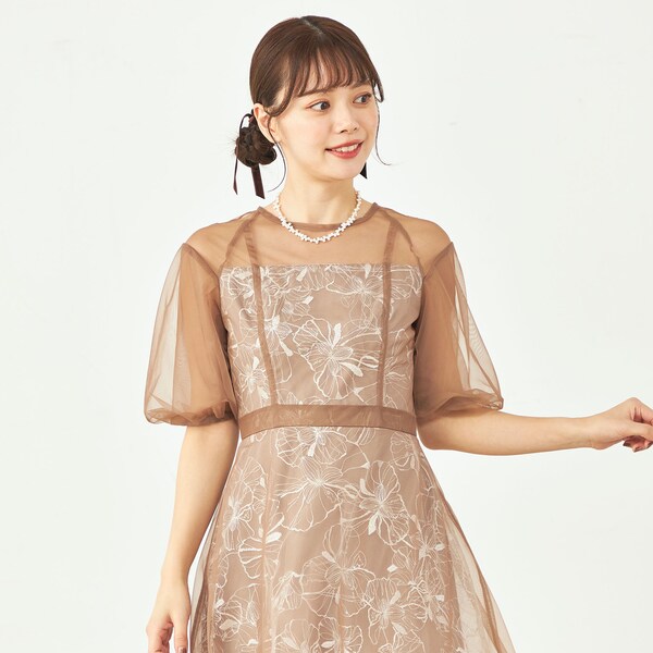 パフスリーブチュールスパンコールドレス | 結婚式・パーティー