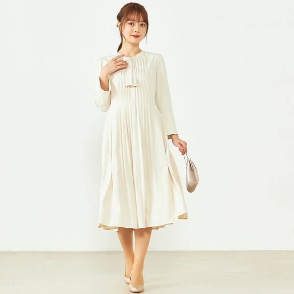 CELFORD】ボウタイプリーツワンピース | 結婚式・パーティーのレンタル