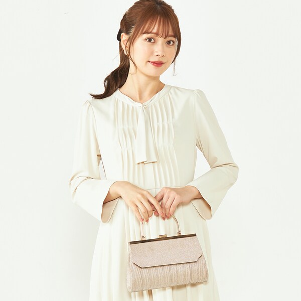 CELFORD ボウタイプリーツワンピース　ライトベージュ　38 中古・古着通販】CELFORD (セルフォード) ボウタイプリーツワンピース