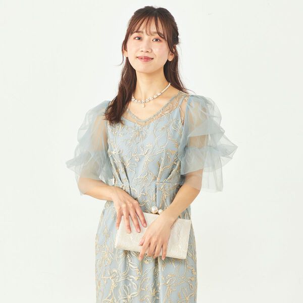 フラッフィースリーブペンシルドレス
