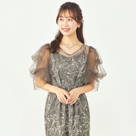 フラッフィースリーブペンシルドレス