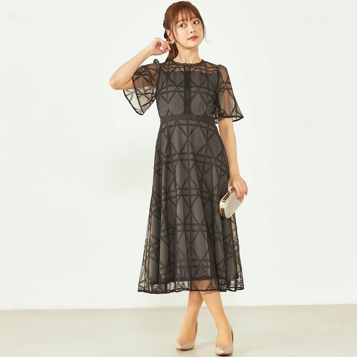 CELFORD セルフォード プレイドパターンチュールドレス CELFORD セルフォード プレイドパターンチュールドレス ラベンダー/M