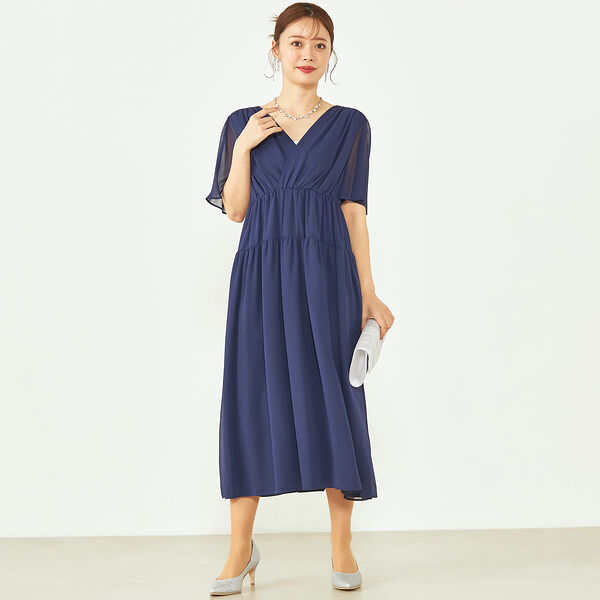【kaene】カシュクールシフォンワンピース
