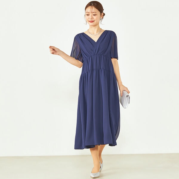 【kaene】カシュクールシフォンワンピース
